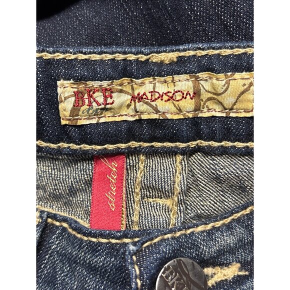 BKE Madison Distressed Denim Capri Jeans Size 27 Womens Mid Rise Blue Stretch Ra - Picture 3 of 5